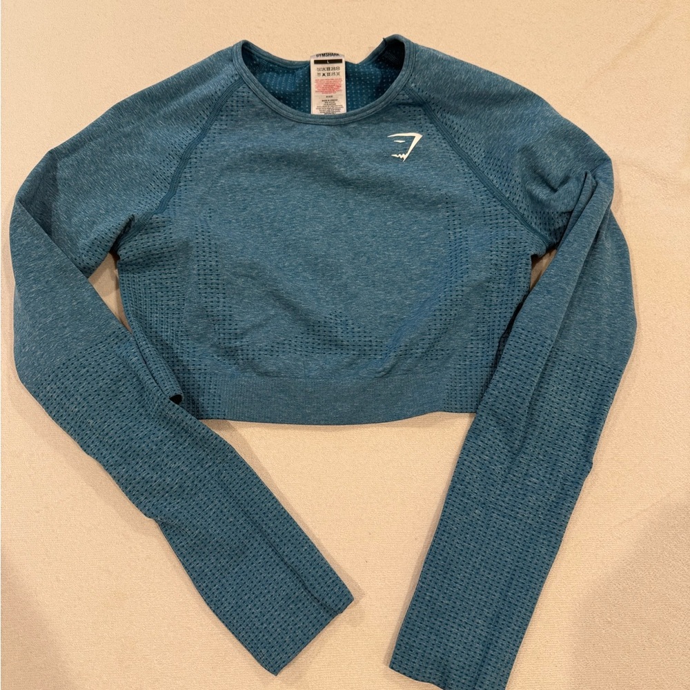 Gymshark Women's Blue Long Sleeve Crop Top